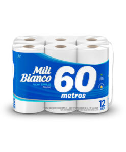 Papel Higiênico Mili Bianco Folha Simples 60m